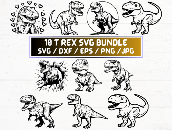 10 T Rex SVG Laser Engraving Cut Files