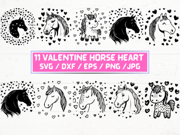 Valentine Horse Heart SVG, DXF, EPS, JPG: A Versatile Digital Asset for Creative Projects